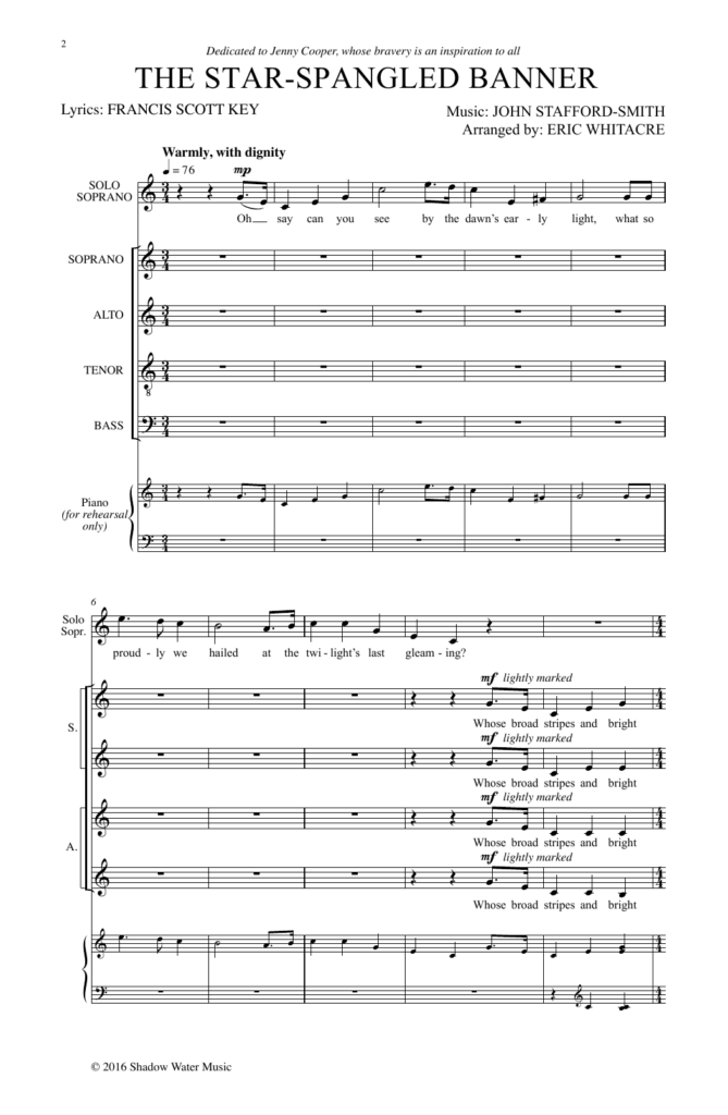 The Star Spangled Banner SATB Choir Print Sheet Music Now