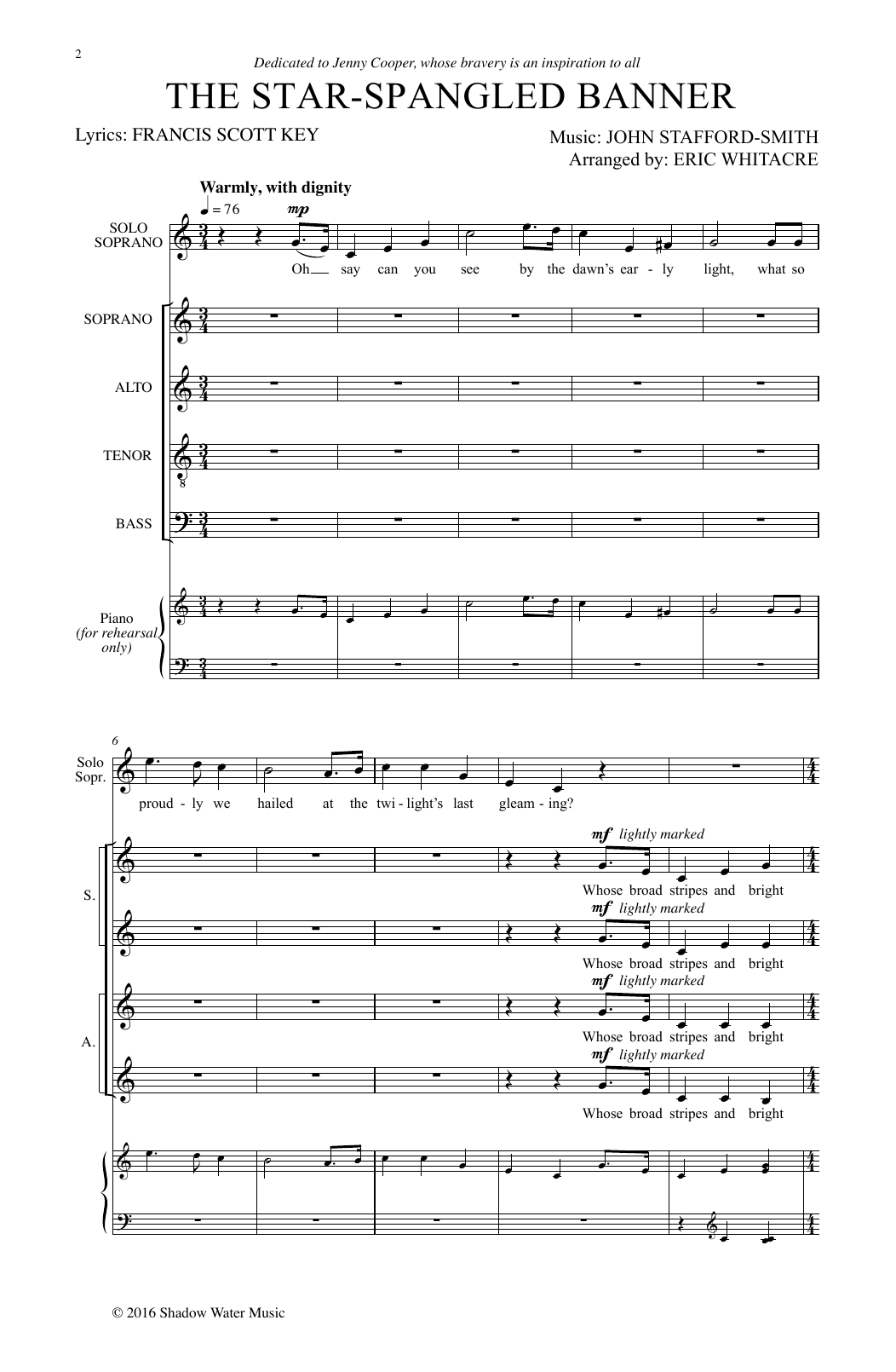 The Star Spangled Banner SATB Choir Print Sheet Music Now