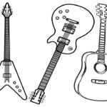 Three Types Of Guitar Coloring Page Free Printable Coloring Pages For