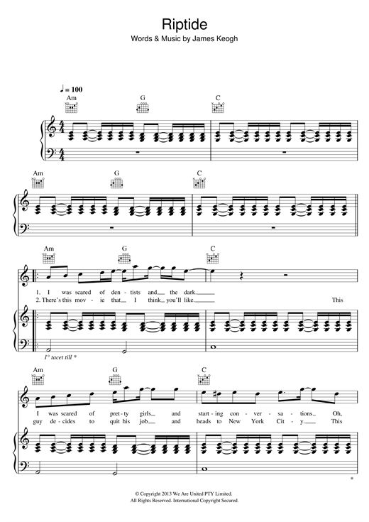 Vance Joy Riptide Sheet Music And Printable PDF Music Notes Vance