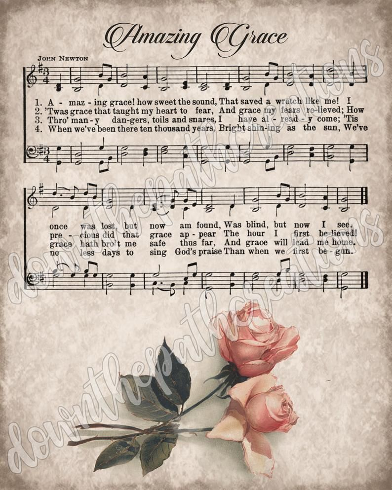 Vintage Amazing Grace Print Printable Vintage Sheet Music Etsy Hymn