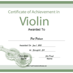 Violin Instrumental Music Certificate Printable Certificate