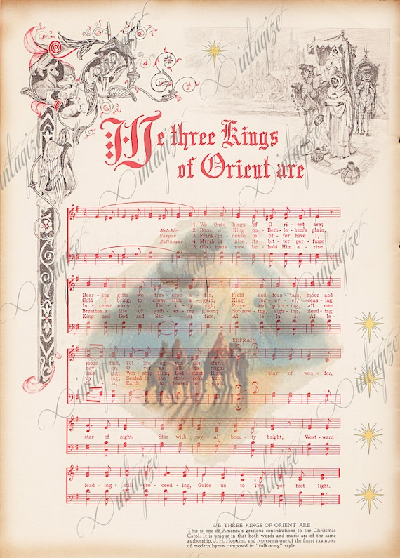 We Three Kings Printable Vintage Christmas Sheet Music