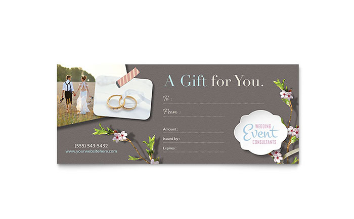 Wedding Planner Gift Certificate Template Word Publisher