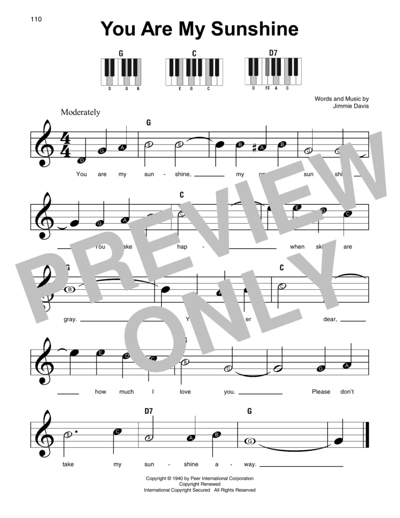 You Are My Sunshine Sheet Music Jimmie Davis Super Easy Piano